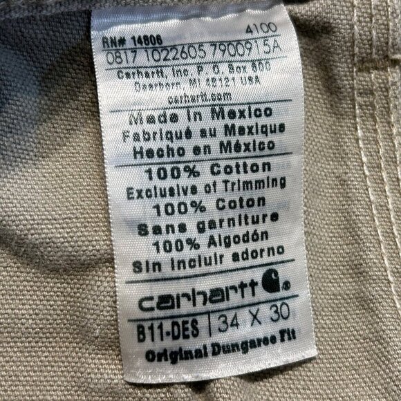 Carhartt B11 Washed Duck Work Pants 34x30 Desert Tan Grunge Utility Dungarees - Picture 10 of 14